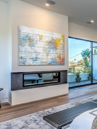 "Continental Journey" Print on White Wood, 36"x24"