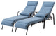Set of 2 Adjustable Chaise Lounge Chair with Cushion & Pillow, Dark Blue