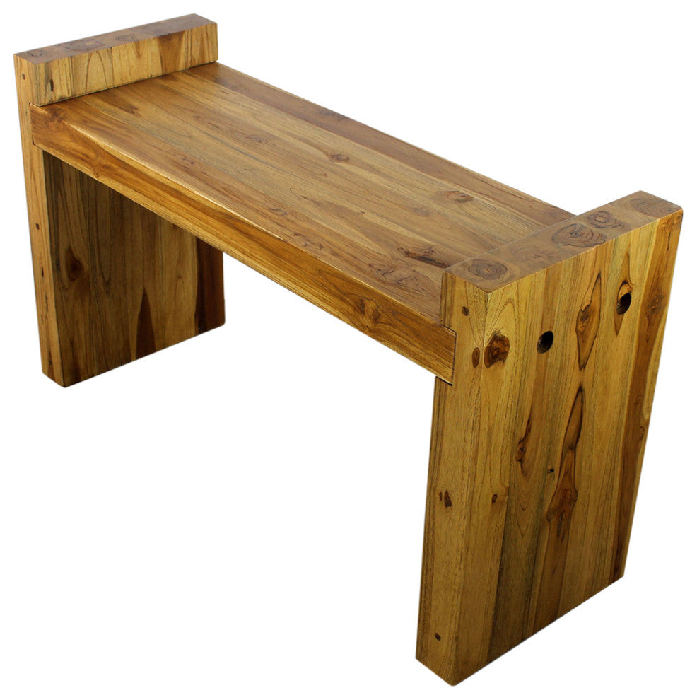 Haussmann Teak Block Bench 36 x 12.5 x 20.5 inch High KD Oak Oil