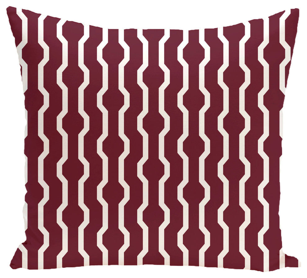 Nuts And Bolts, Decorative Geometric Print Pillow, Cranberry, 26"x26"