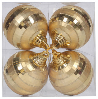Vickerman 4" Matte Mirror Ball, Set of 4, Gold