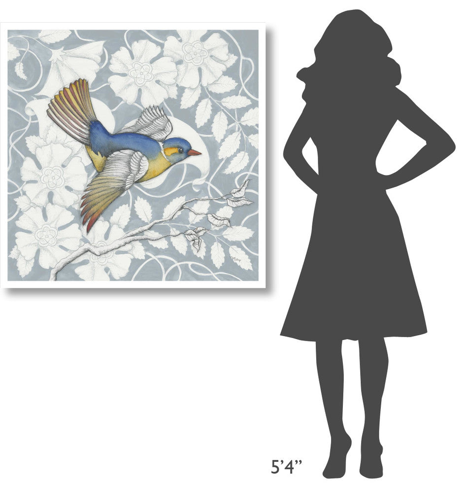 "Arts and Crafts Birds III Tone on Tone" Paper Print by Elyse DeNeige, 38"x38"