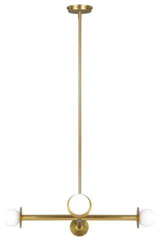 Nodes Wide Chandelier, Burnished Brass