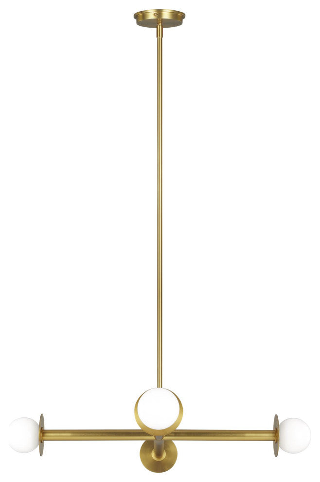 Nodes Wide Chandelier, Burnished Brass