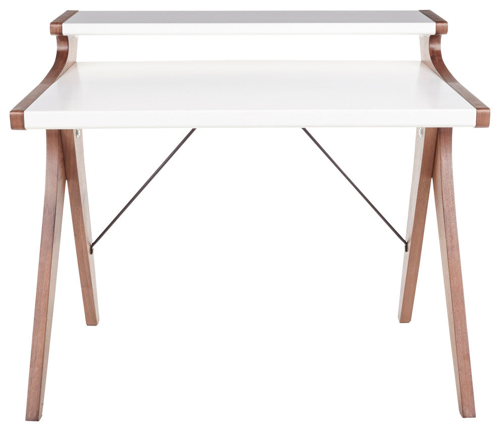 Archer Contemporary Desk, White Wood