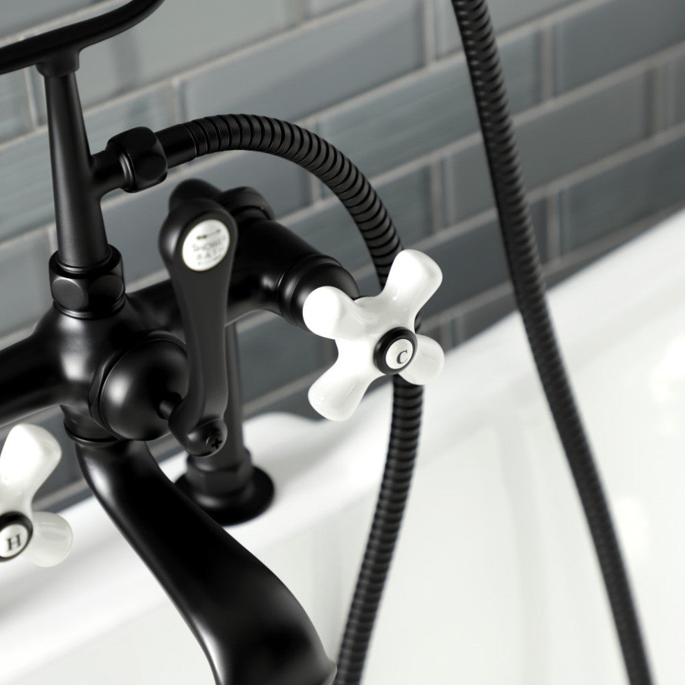 AE111T0 Deck Mount Clawfoot Tub Faucet, Matte Black