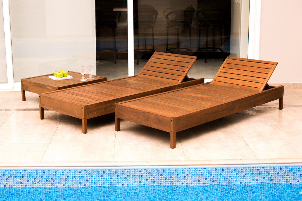Grass Eucalyptus Wood Outdoor Reclining Chaise Lounge Chair With Cushion