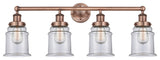 Canton 4-Light 33" Bath Vanity Light, Antique Copper Finish, Clear Shade