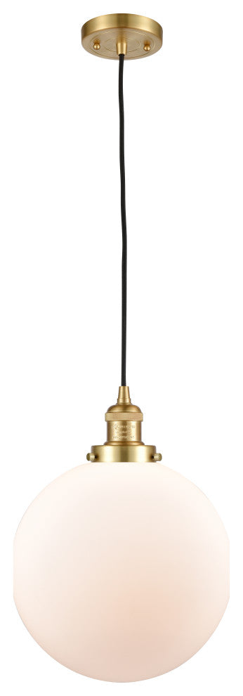 Beacon Mini Pendant, Satin Gold, Matte White