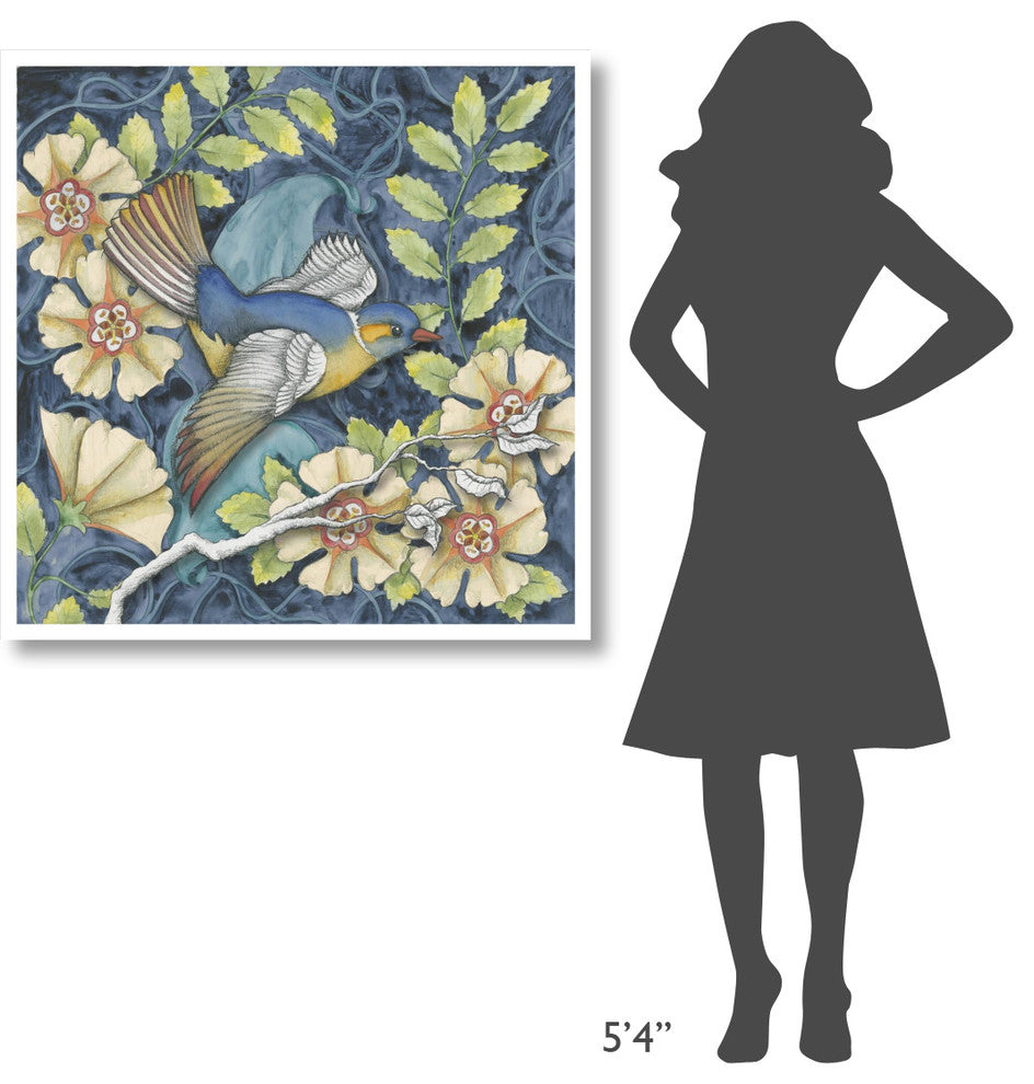 "Arts and Crafts Bird III" Digital Paper Print by Elyse DeNeige, 38"x38"