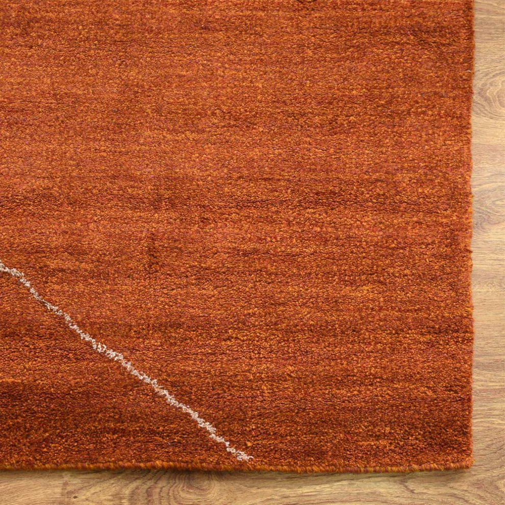 HAND KNOTTED LOOM SILK ECO-FRIENDLY RUGS-9'x12',Rectangle,Orange Beige,Geometric