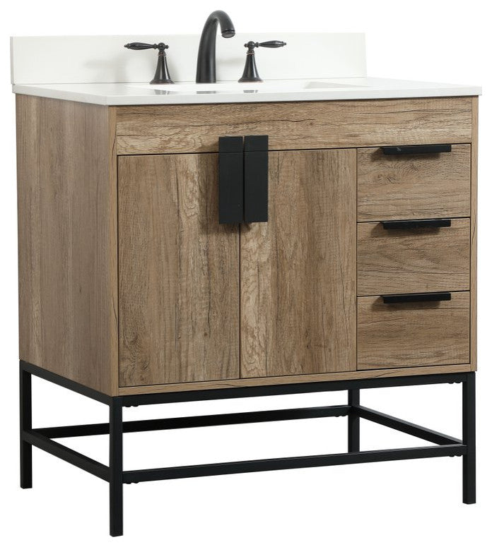 Home Living 22" Modern Natural Oak-Light Bathroom Vanity