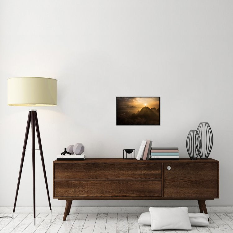 "Misty Sunrise" Framed Canvas Giclee by Nadav Jonas, 23x15"
