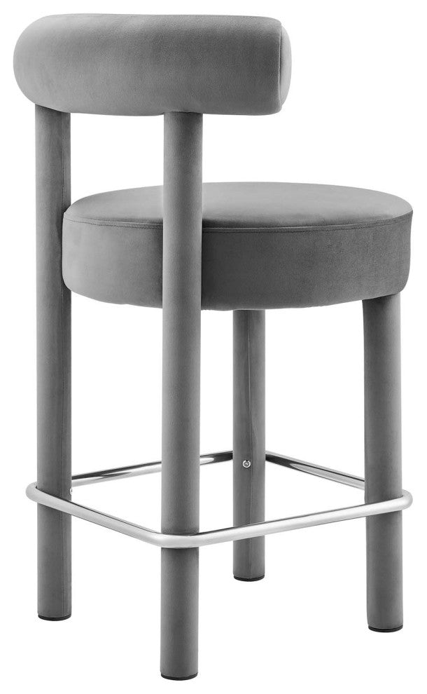 Toulouse Performance Velvet Counter Stool - Gray Silver
