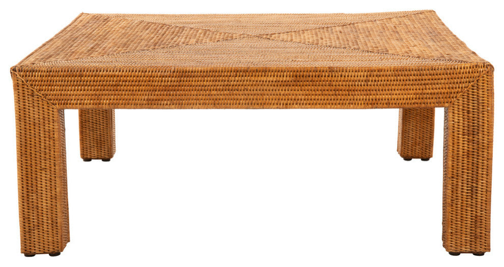 La Jolla Rattan Square Coffee Table, Honey Brown