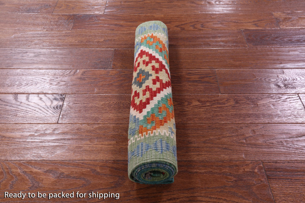 Runner Reversible Kilim Flat Weave Wool On Wool Rug 2' 1" X 6' 9" - Q12563