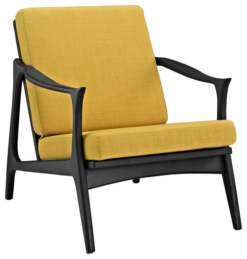 Modern Contemporary Armchair, Yellow Fabric