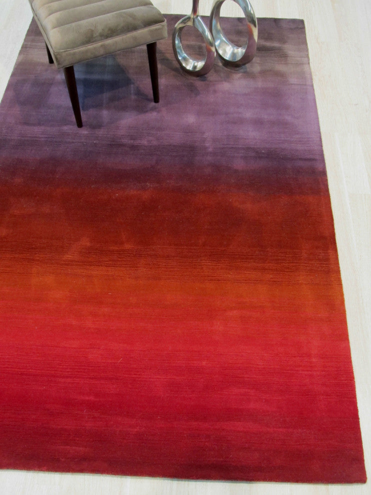 Red Contemporary Stripe Horizon Area Rug