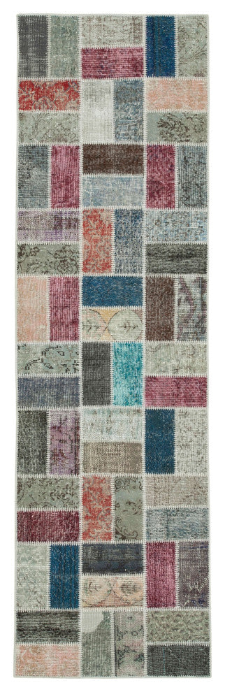 Rug N Carpet - Handmade Anatolian 2' 11" x 9' 9" Wool Patchwork Runner Area Rug