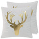 Christmas Icons Throw Pillow Set of 2, Print Gold Reindeer