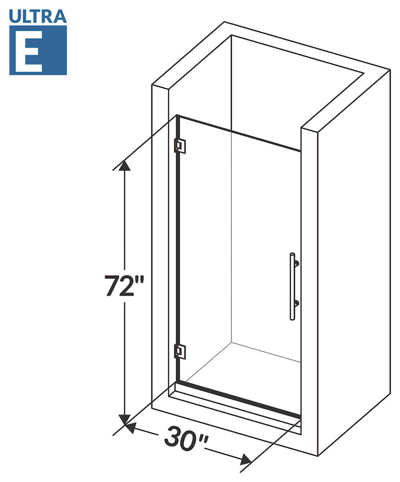Swing Out Shower Door Ultra-E, Brushed Nickel, 30"x72"