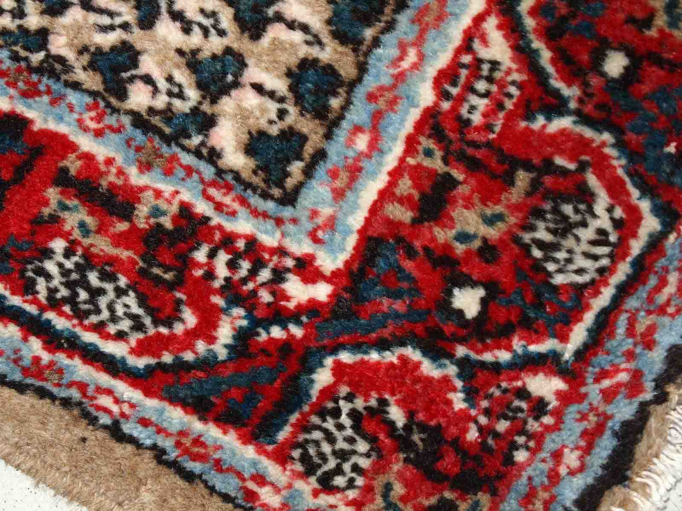 Handmade Vintage Indian Seraband Rug, 2.1'x4.1', 65cmx125cm 1970s