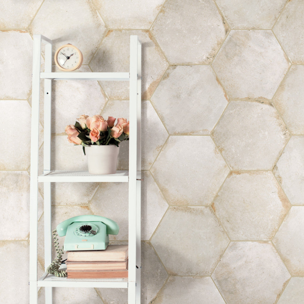 D'Anticatto Hex Bianco Porcelain Floor and Wall Tile