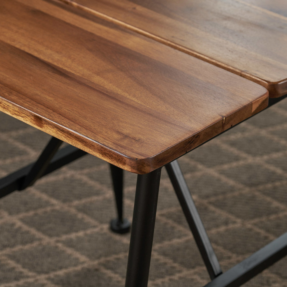 GDF Studio Emily Industrial Acacia End Tables With Black Accents, Set of 2