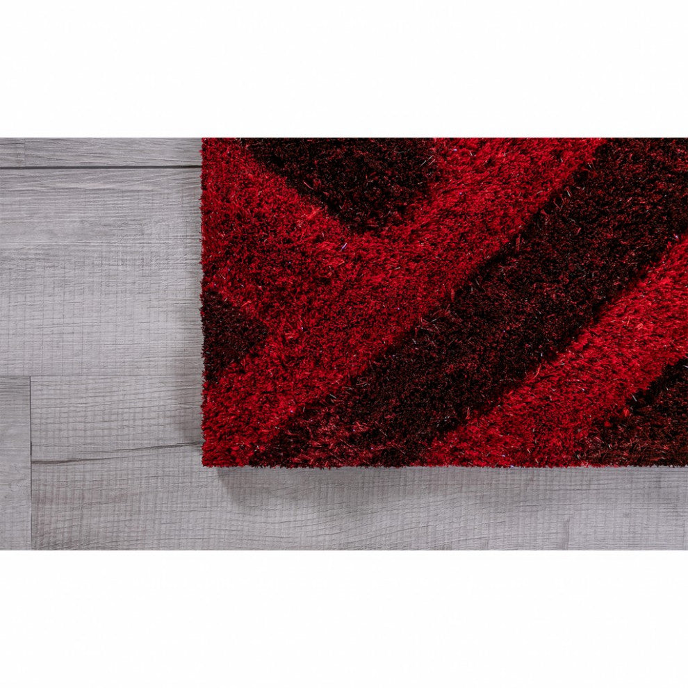 5 x 7 Red Geometric Illusion Area Rug