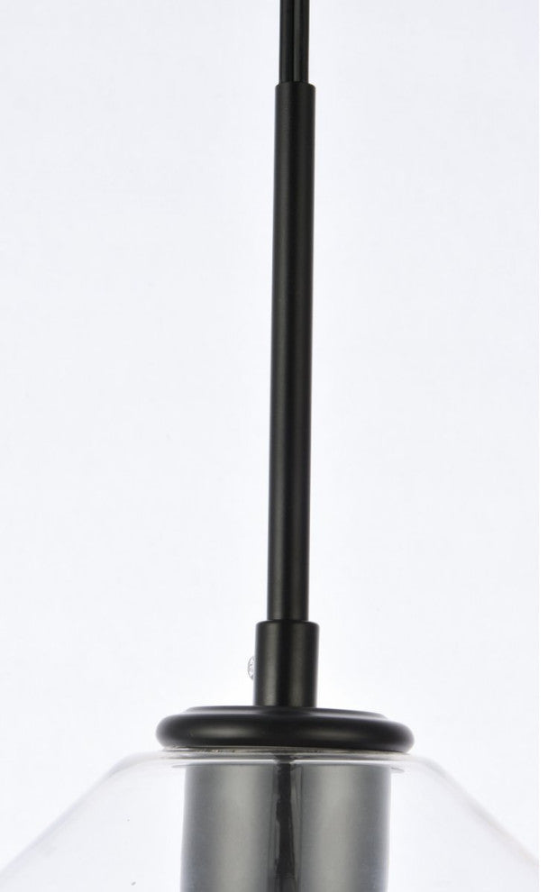 Georgie 1-Light Black and Clear Glass Plug-In Pendant
