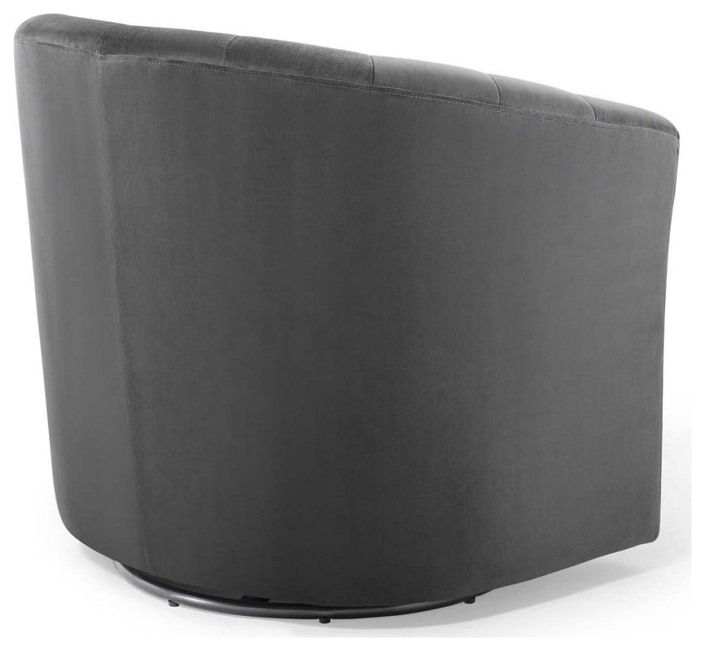 Prospect Performance Velvet Swivel Armchair - Charcoal