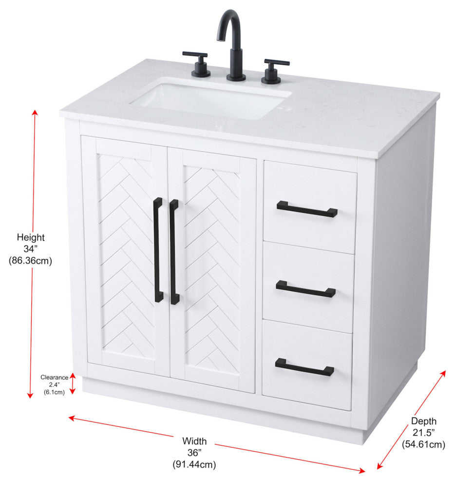 Elegant Lighting VF29036 Chase 36" - Hazel Oak