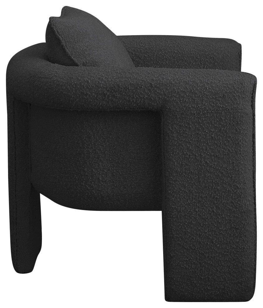 Stylus Boucle Fabric Upholstered Accent Chair, Black