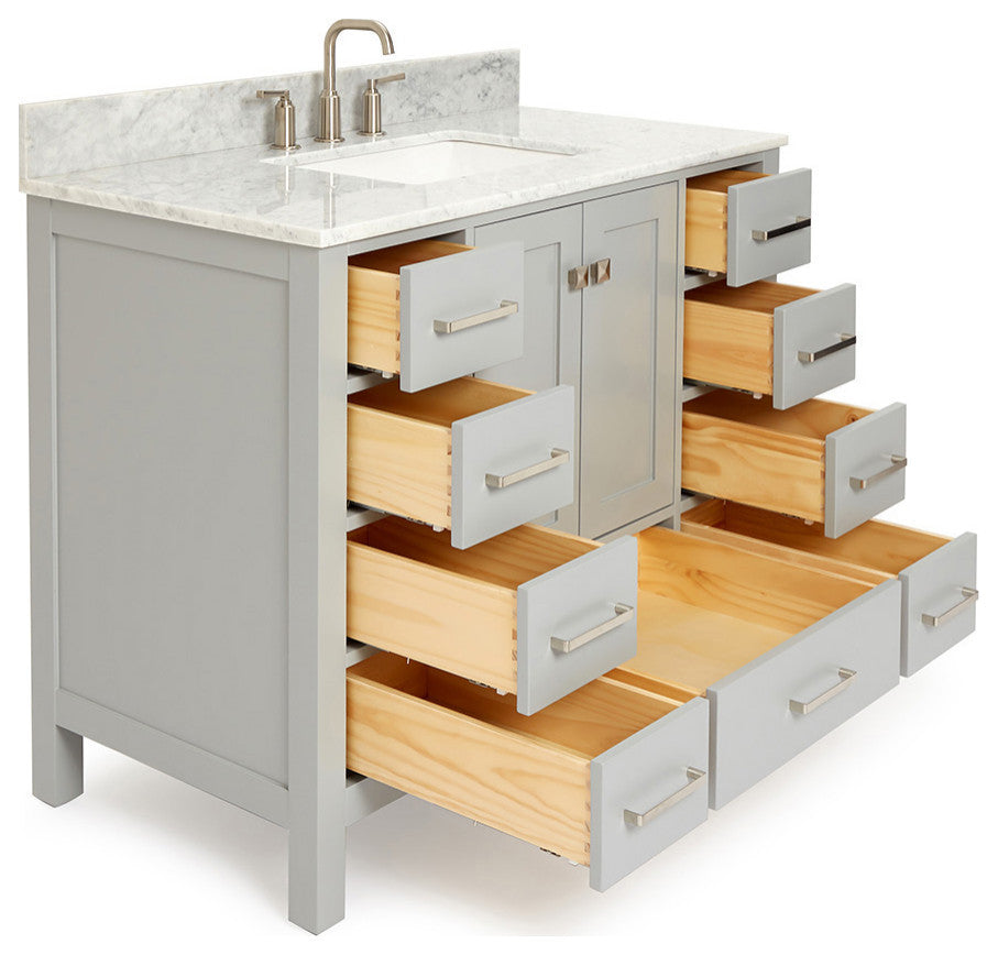 ARIEL Cambridge 43" Rectangle Sink Bath Vanity Carrara Marble