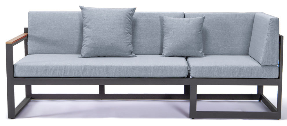 LeisureMod CSLBL-80LGR Chelsea Sectional Headrest&CoffeeTable LightGrey Cushions