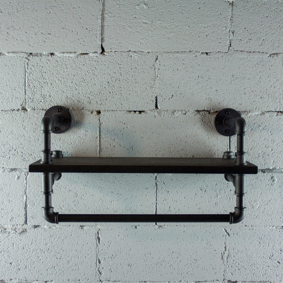 Ann Harbor Farmhouse Industrial 27" Wide Shelf Rack, Black Steel
