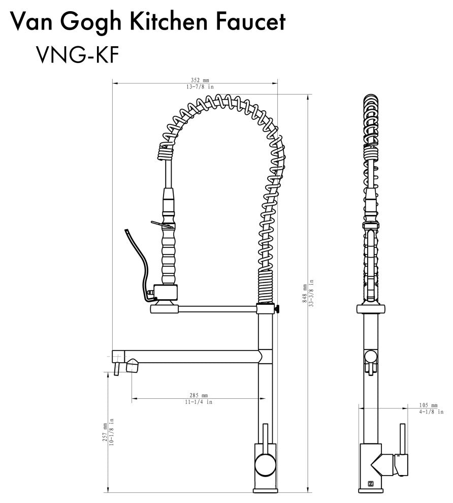 ZLINE Van Gogh Kitchen Faucet in Matte Black (VNG-KF-MB)