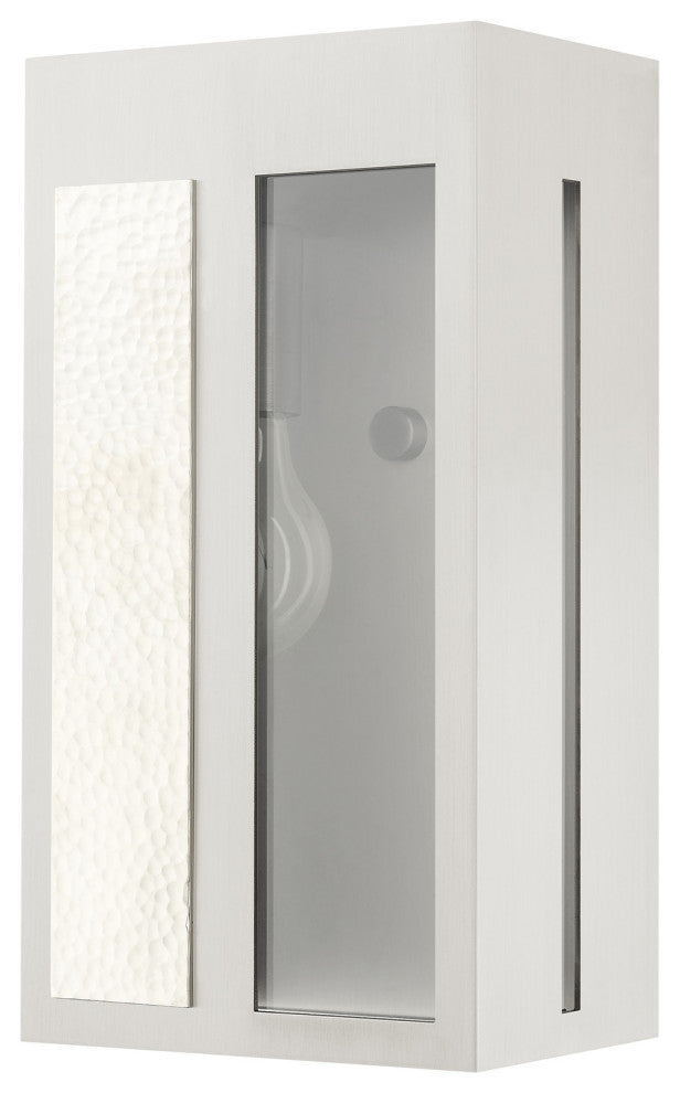 Brushed Nickel Contemporary, Nautical, Sophisticated Outdoor Wall Lantern