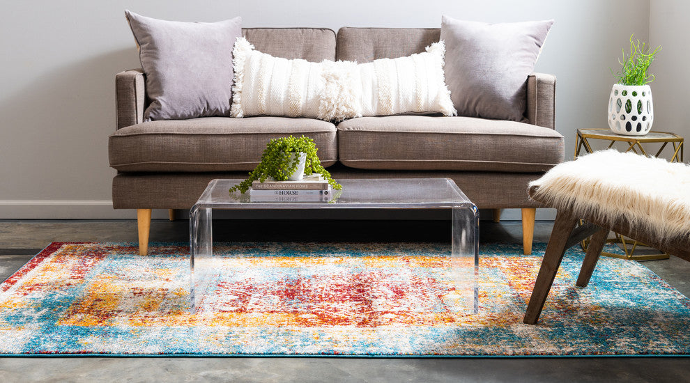 Unique Loom Multicolored Cavalli Rosso 5' 0 x 8' 0 Area Rug