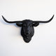 Faux Large Carved Texas Longhorn Skull Wall Decor, Matte Black