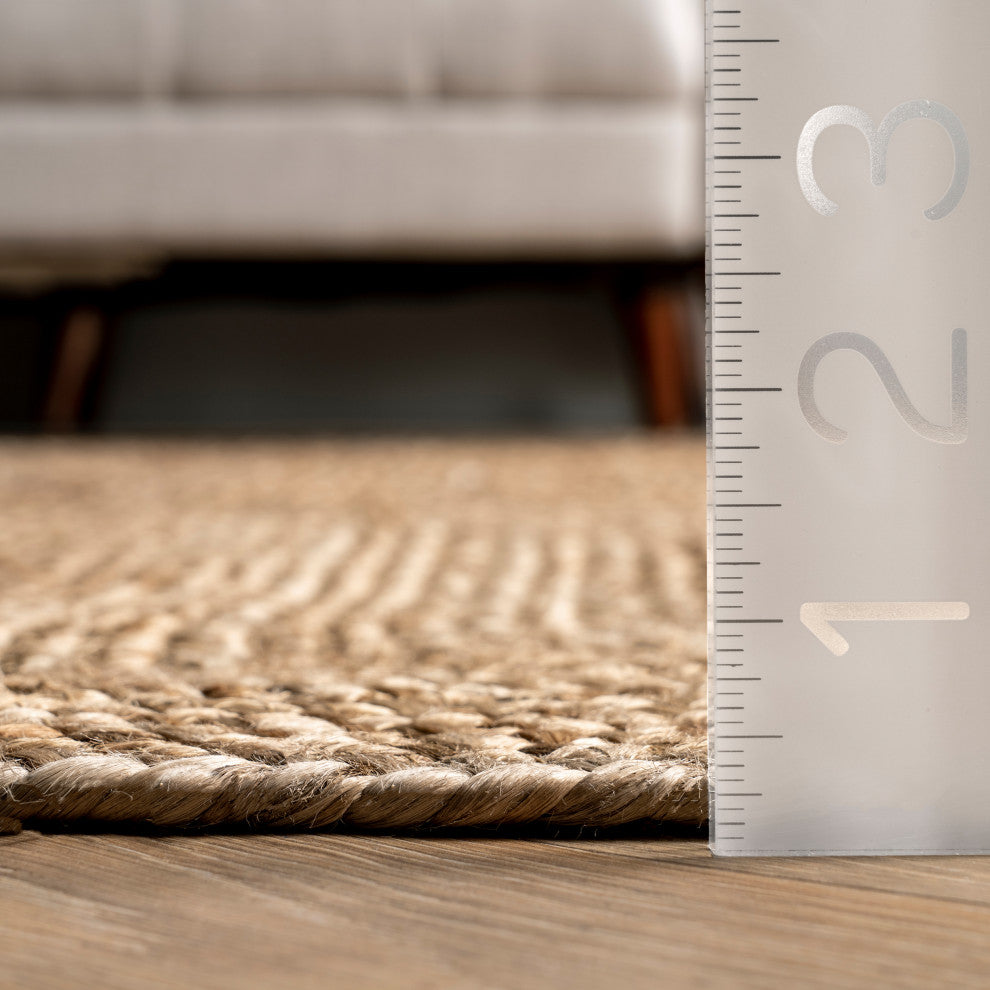 Juniper Tiled Jute Area Rug, Natural 9'x12'