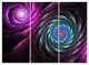 "Fractal Blue Purple Flower Digital" Metal Wall Art, 3 Panels, 36"x28"