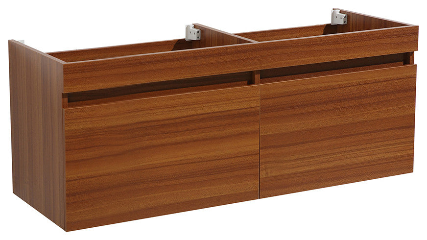 Fresca Mezzo 60" Teak Wall Hung Double Sink Cabinet