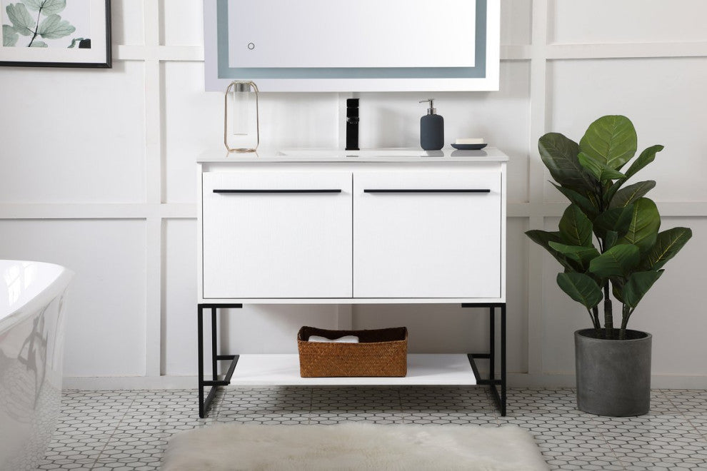 40" Single Bathroom Vanity, White