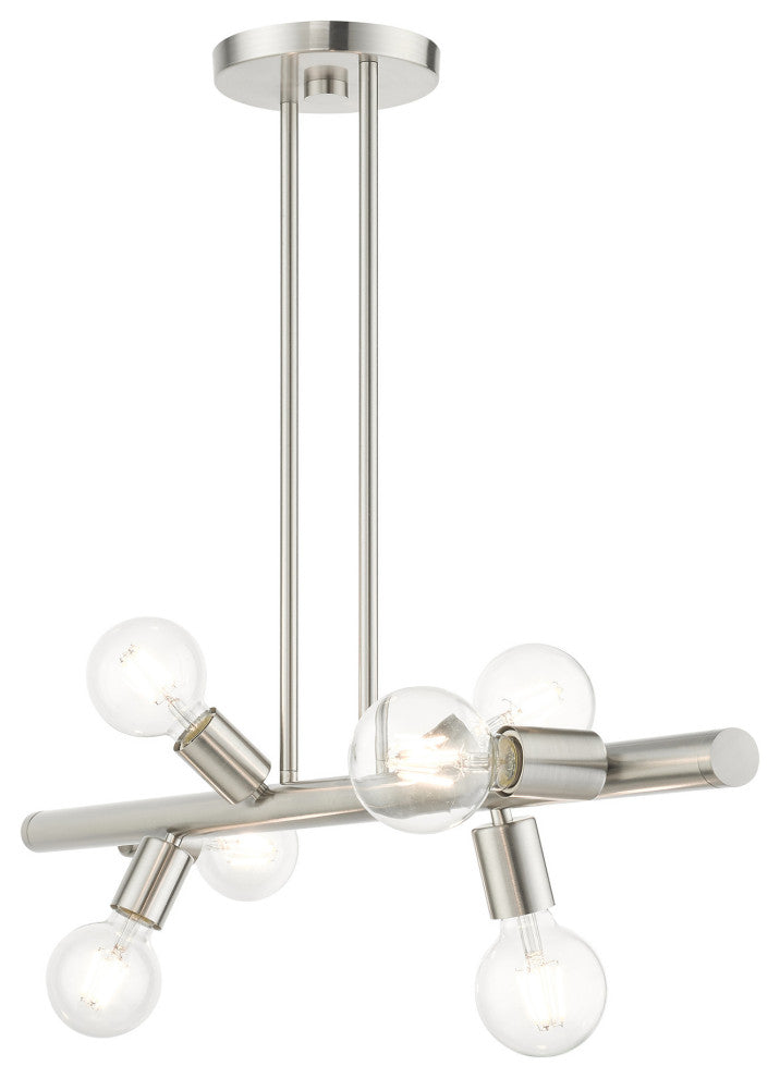 Brushed Nickel Modern, Urban, Scandinavian, Linear Chandelier