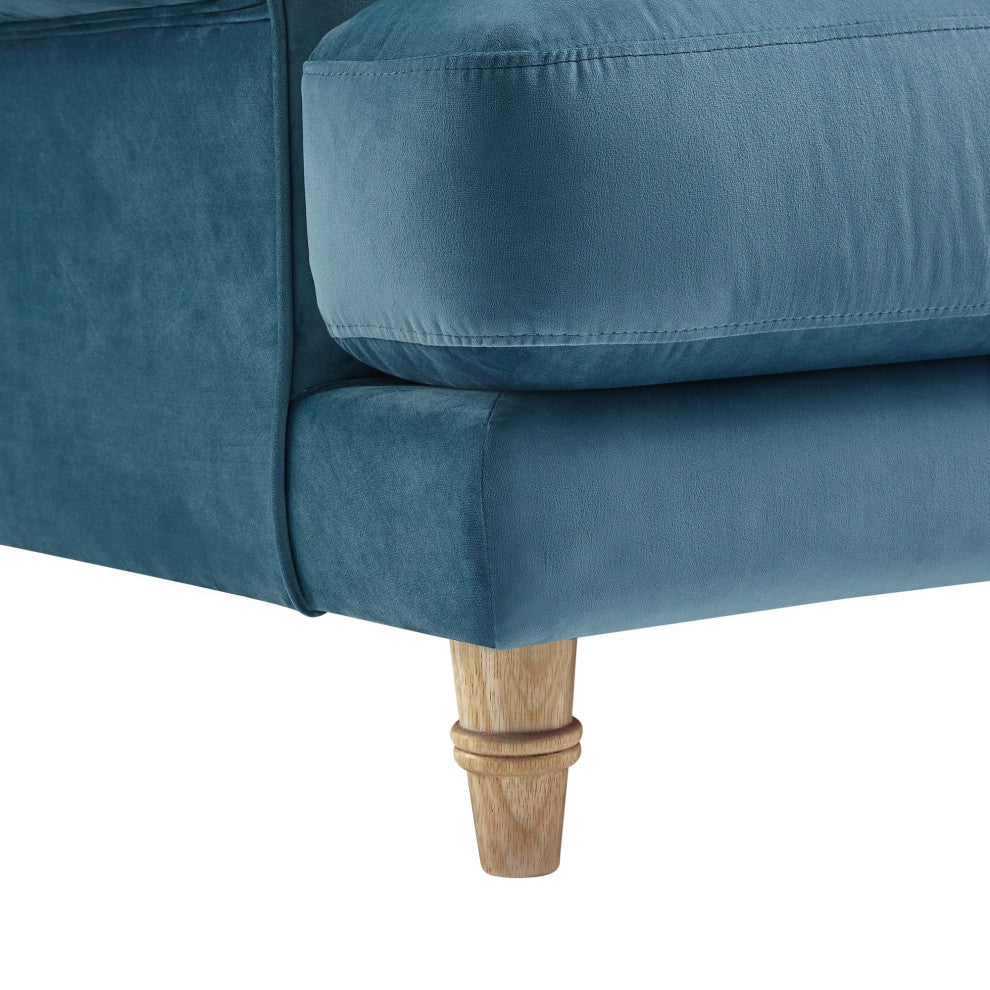 Rustic Manor Darnell Sofa Upholstered, Velvet/Linen, Teal/Velvet
