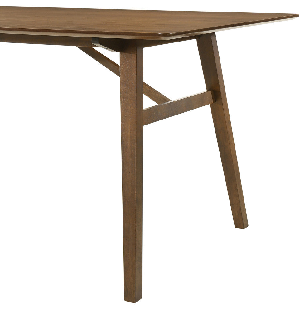 Channell 5-Piece Walnut Wood Dining Table Set With Orange Fabric, Orange, 5 Piece