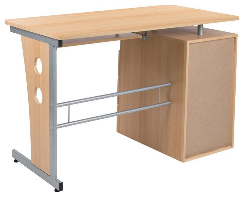 Maple Desk with Three Drawer Pedestal and Pull-Out Keyboard Tray
