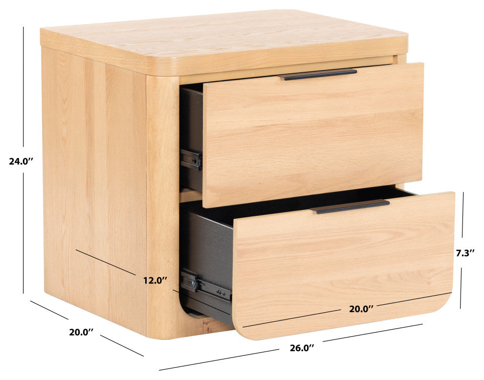 Safavieh Couture Raylie 2 Drawer Wood Nightstand, Natural