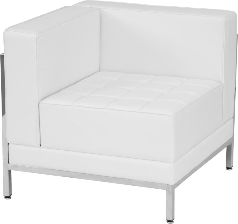 Hercules Imagination Series Contemporary Leather Left Corner Chair, White